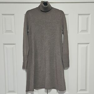Max Studio Long Sleeve Turtleneck Sweater Dress Taupe Brown Womens M NEW
